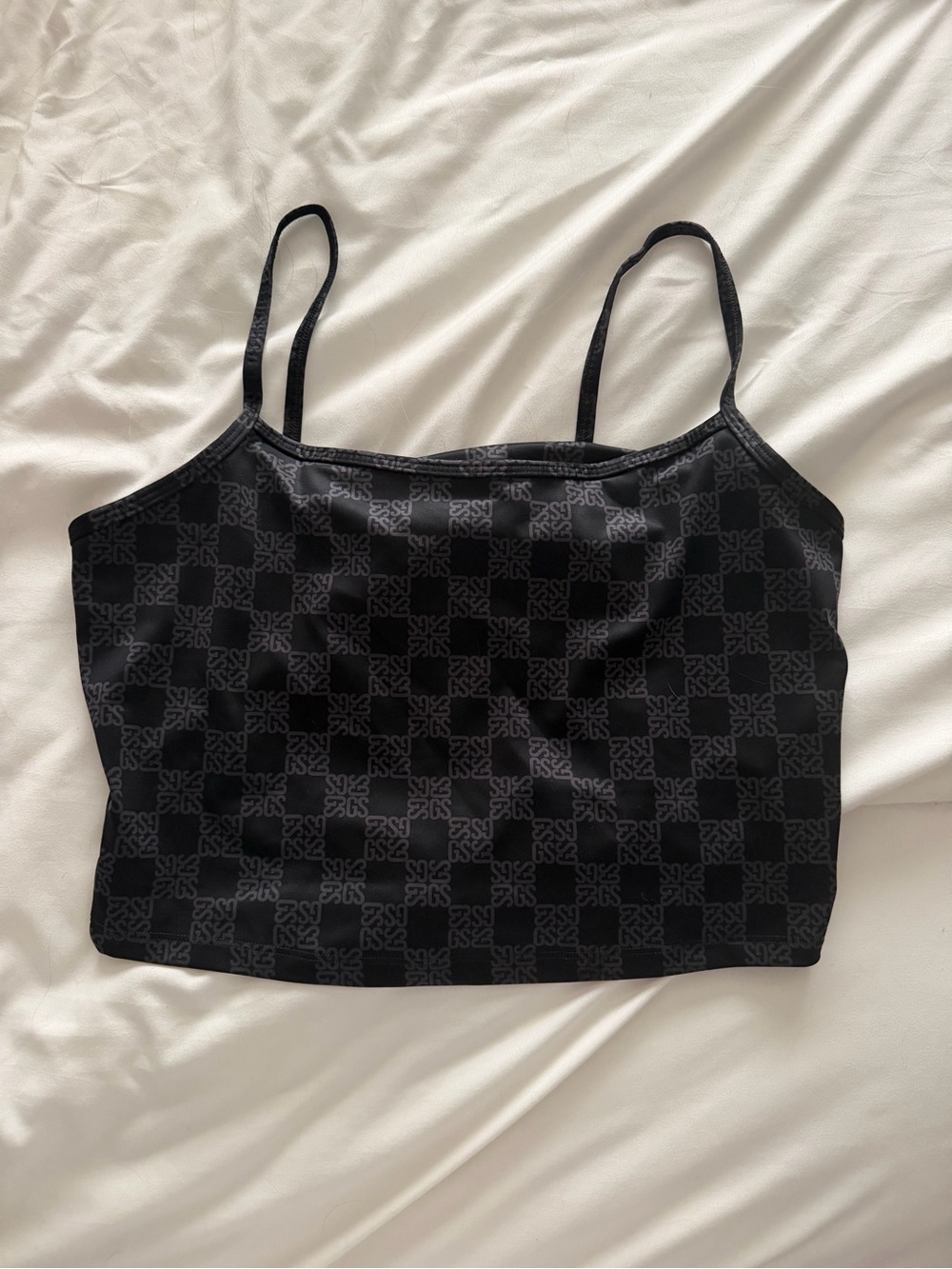Gymshark Black Patterned Spaghetti Strap Crop Cami